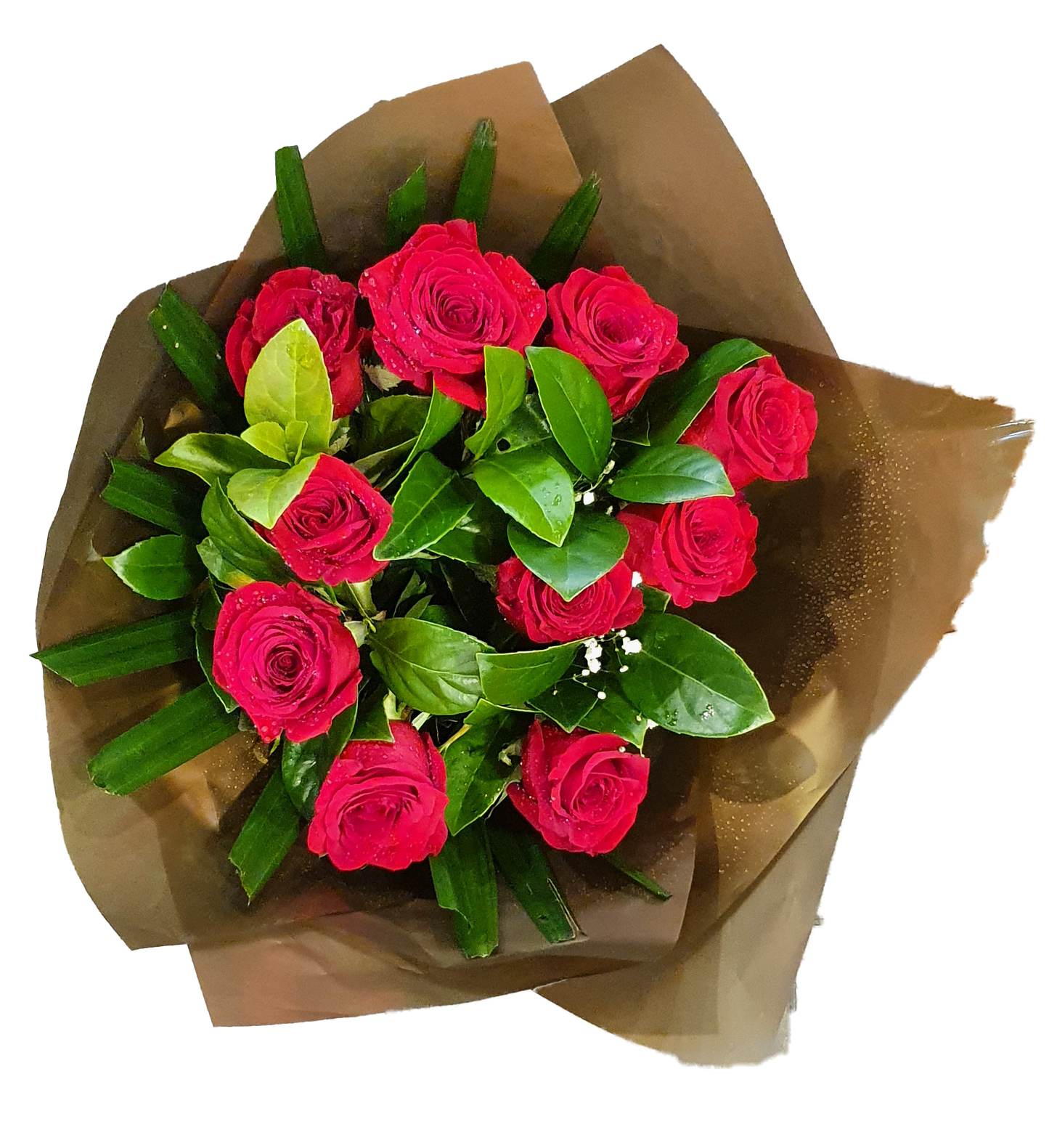 Elegant Bouquet - Red Roses x 10 Stems