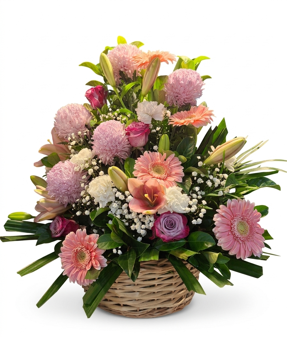 Seraphine_MixedPinkFlowers_Basket