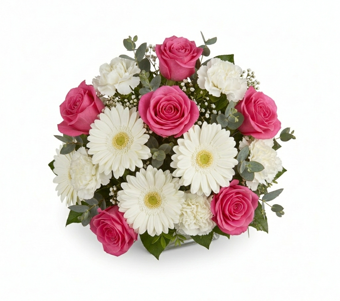 Vivory_short-square-vase-Aerial-Gerbera-Carnations-Rose