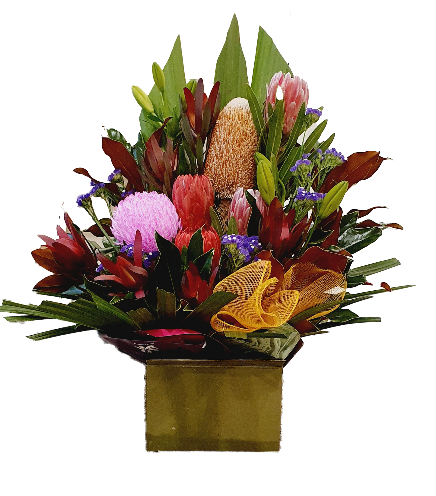 Magnificent box arrangement - Australian Natives with Chrysanthemum