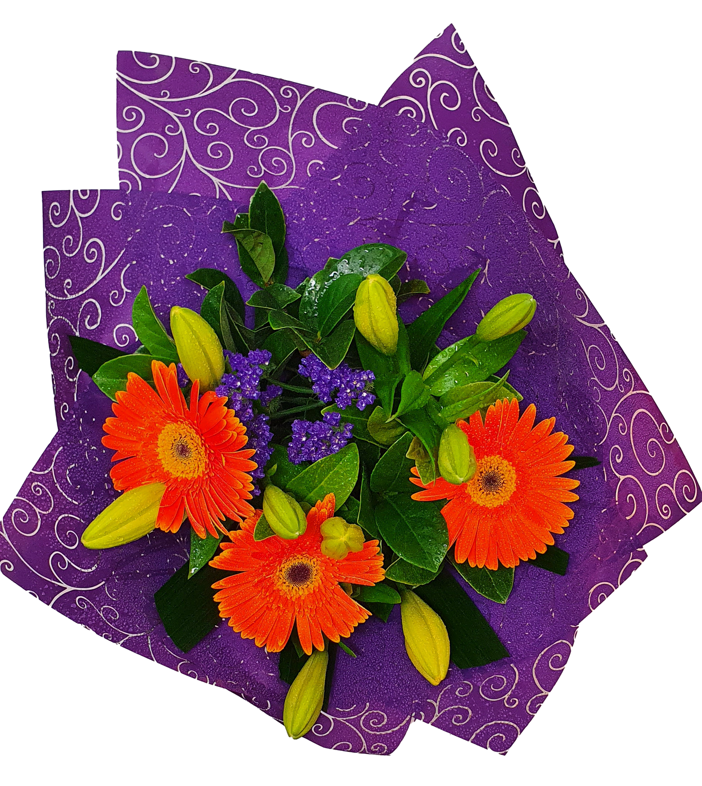 Elegant bouquet - Gerbera & Tiger Lilies - Assorted Colours